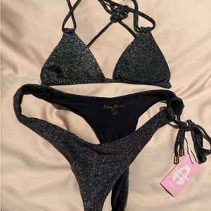 Elegant Black Glitter Bikini Set